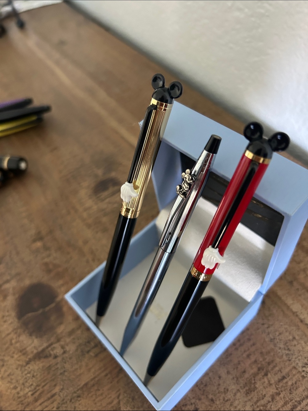 Set of Three Decorative Ball-Top Pens - Black, Red, Silver all 3 Disney Mickey - Picture 3 of 3